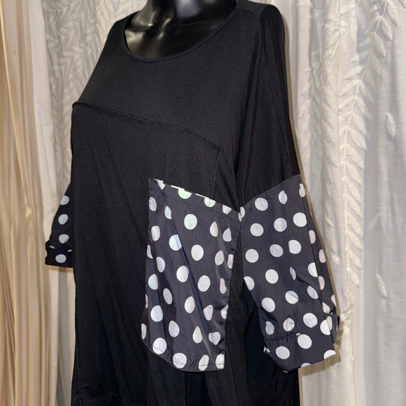 JASON, Comfy Black Tunic with Polka Dot Sleeves – Size L - Picture 5 of 15